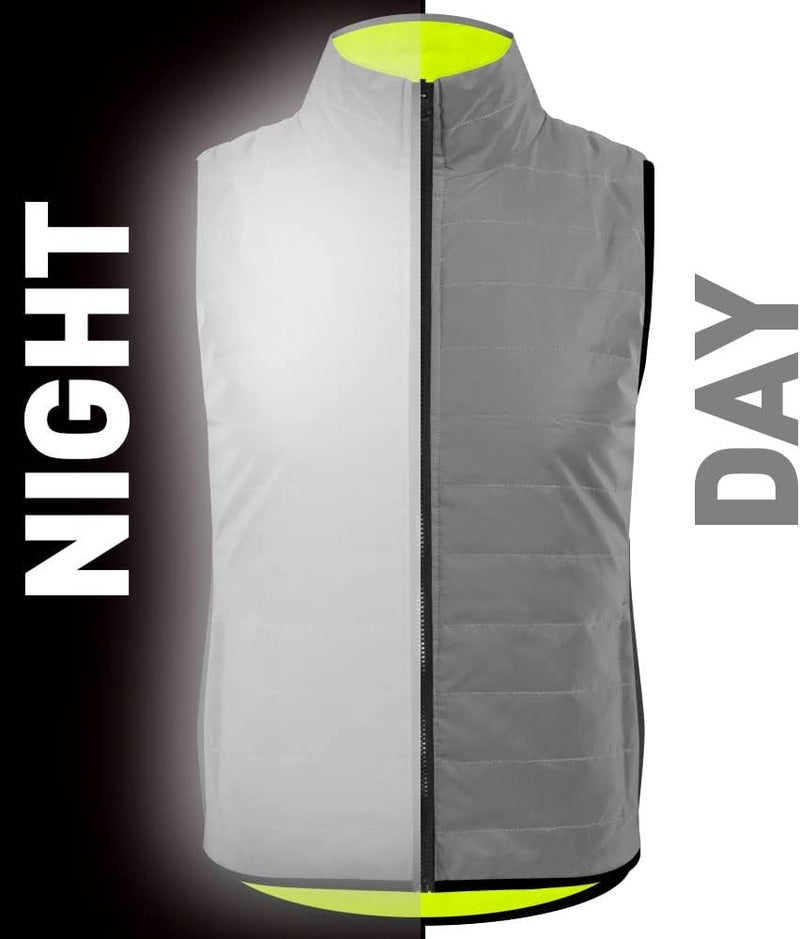 AERO|TECH|DESIGNS | Men's Sierra Reversible Cycling Vest | Safety Yellow | High Visibility Reflective - Image 4